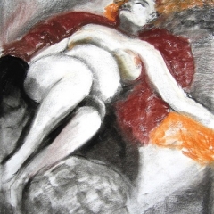 Reclining Nude-Charcoal-Pastel 21x15in $200 UF