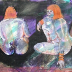 Mixed media on paper uf 22x30 double nude